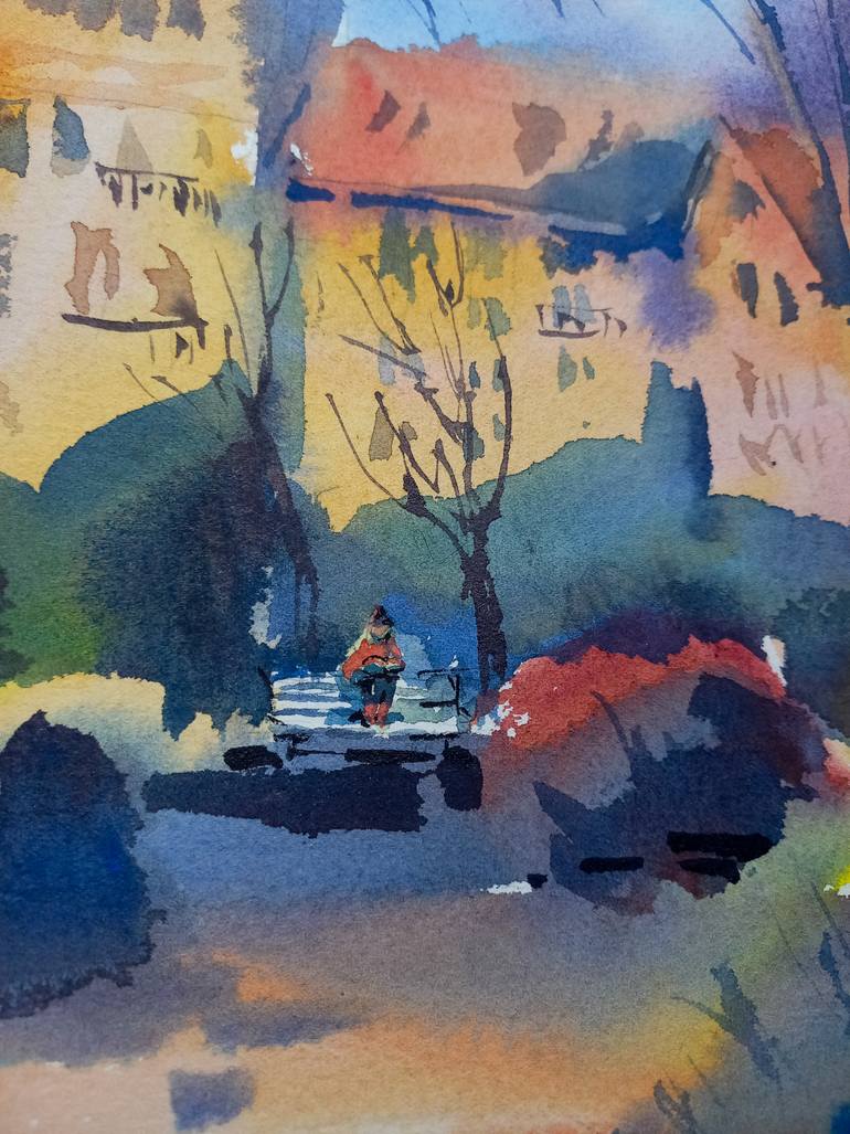 Original Illustration Architecture Painting by Varvara Kurakina