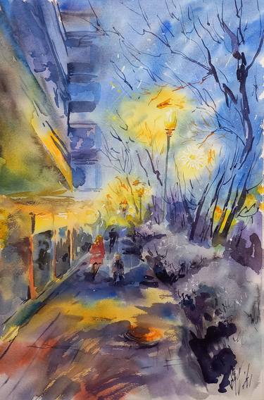 Original Expressionism Cities Paintings by Varvara Kurakina