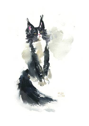 Print of Cats Paintings by Varvara Kurakina
