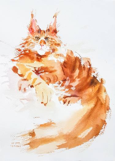 Original Expressionism Cats Paintings by Varvara Kurakina