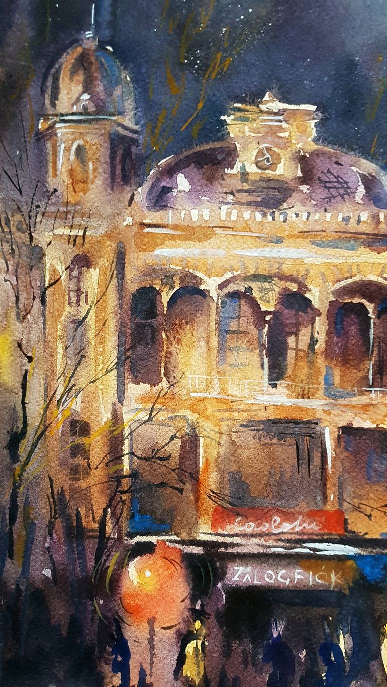 Original Fine Art Architecture Painting by Varvara Kurakina