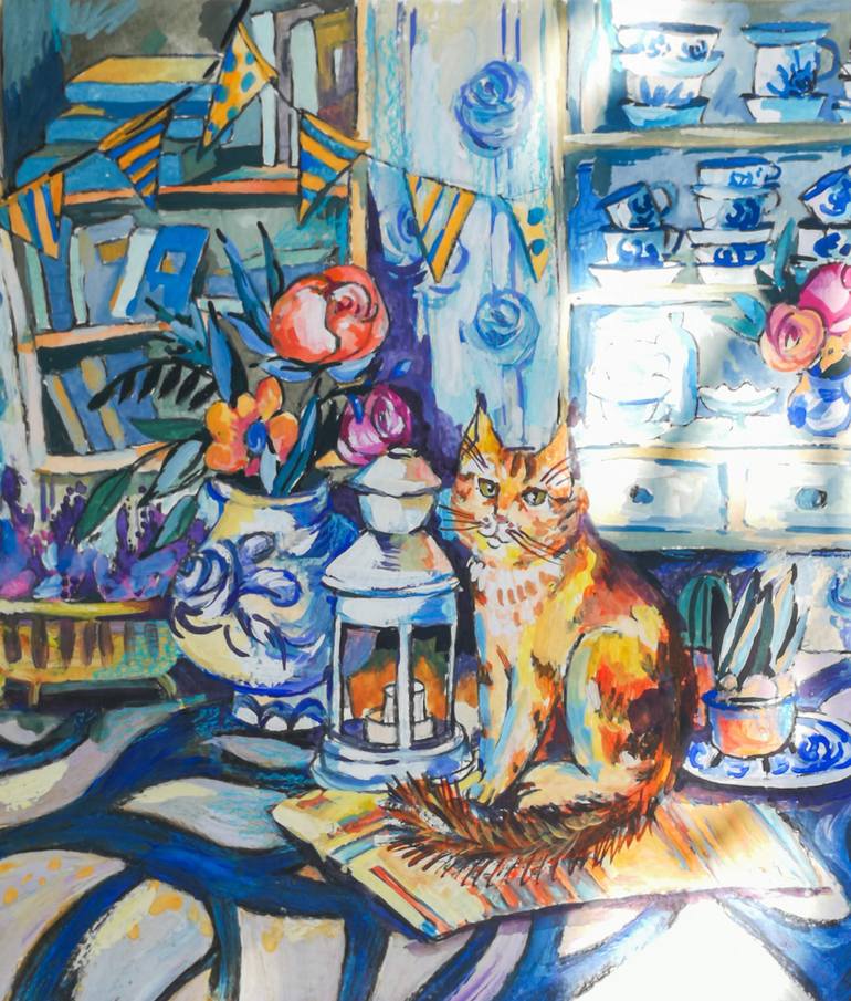 Original Cats Painting by Varvara Kurakina