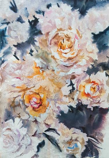 Print of Expressionism Floral Paintings by Varvara Kurakina