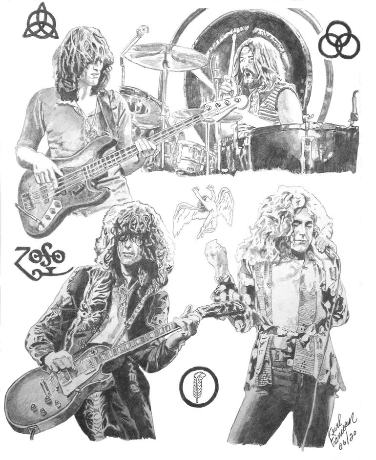 Thru the Years..Led Zeppelin Drawing by Keith Francoeur Saatchi Art