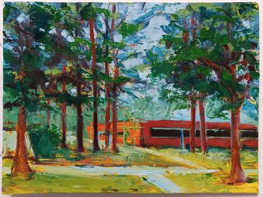 Original Impressionism Landscape Painting by Frederick Hurd