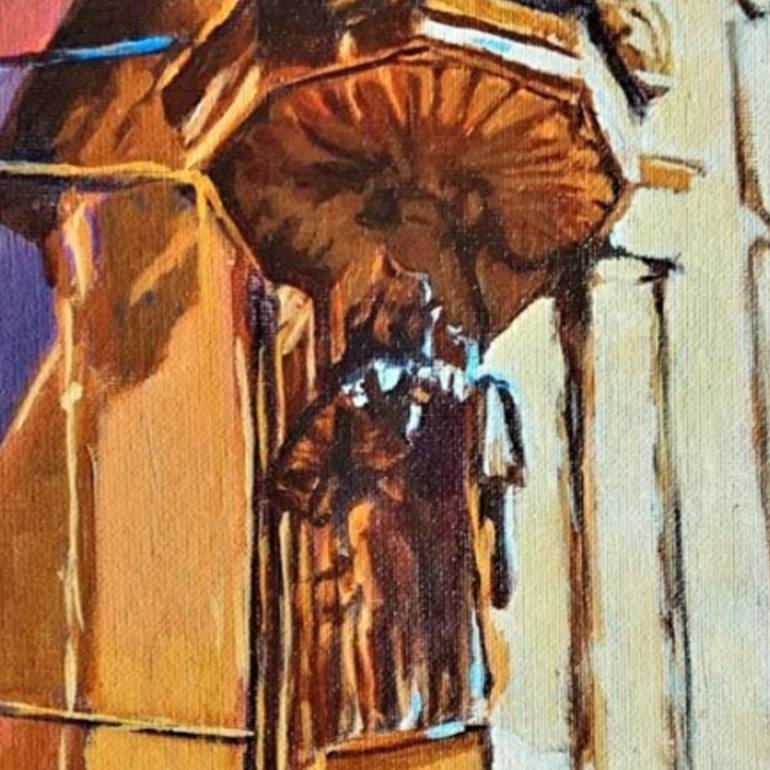 Original Documentary Architecture Painting by Frederick Hurd