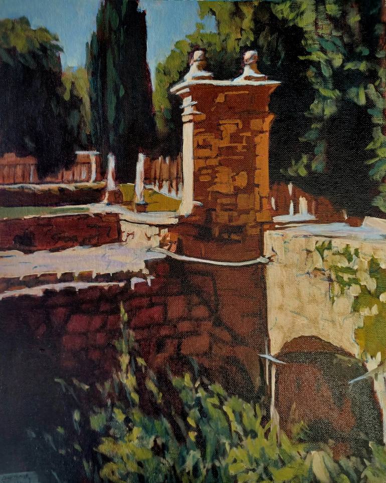 Original Garden Painting by Frederick Hurd
