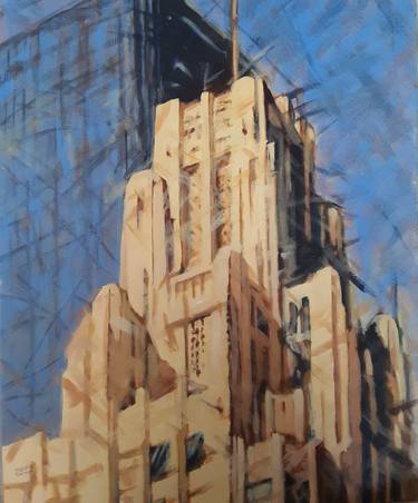 Original Art Deco Architecture Paintings by Frederick Hurd
