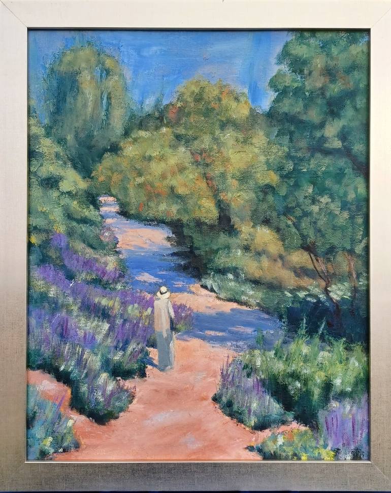 Original Impressionism Garden Painting by Frederick Hurd