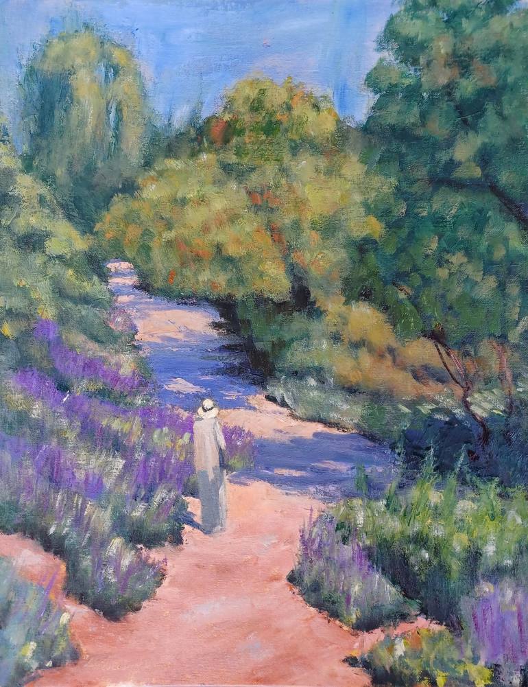 Original Impressionism Garden Painting by Frederick Hurd