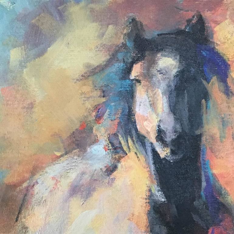 Original Impressionism Horse Painting by Nancy Long