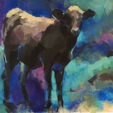 Print of Modern Cows Paintings by Nancy Long