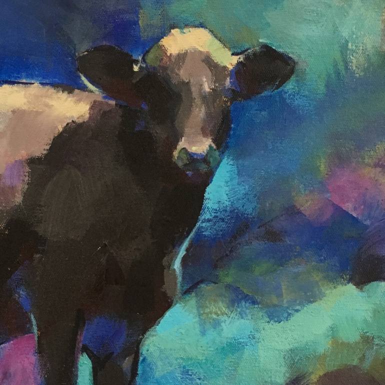 Original Cows Painting by Nancy Long