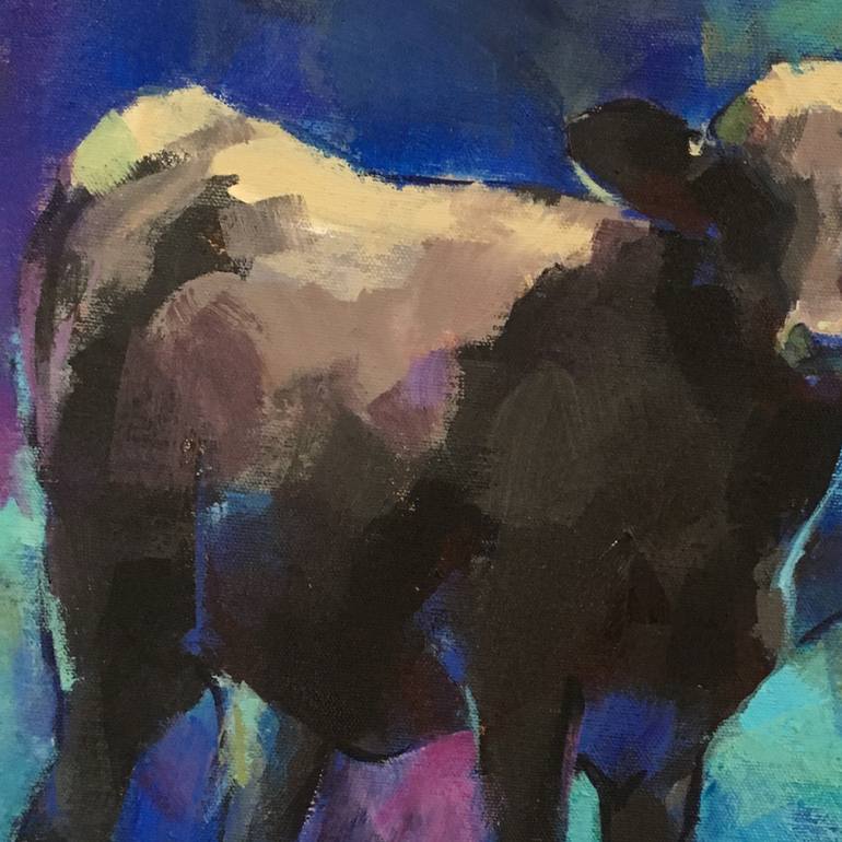 Original Cows Painting by Nancy Long