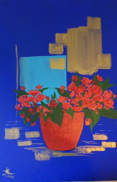 Spring Flowers Painting, Wall Art Decore, in Acrylic,by Yalda Sharif thumb