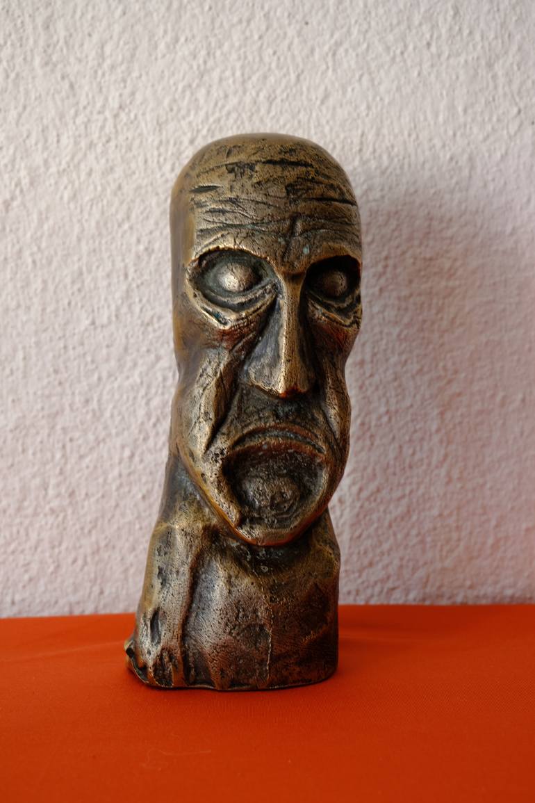 Original Men Sculpture by Horia Morariu | Realism Art on Bronze | Sadness Of An Old Man