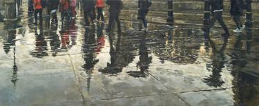 Rain and Reflections, Trafalgar Square. London thumb