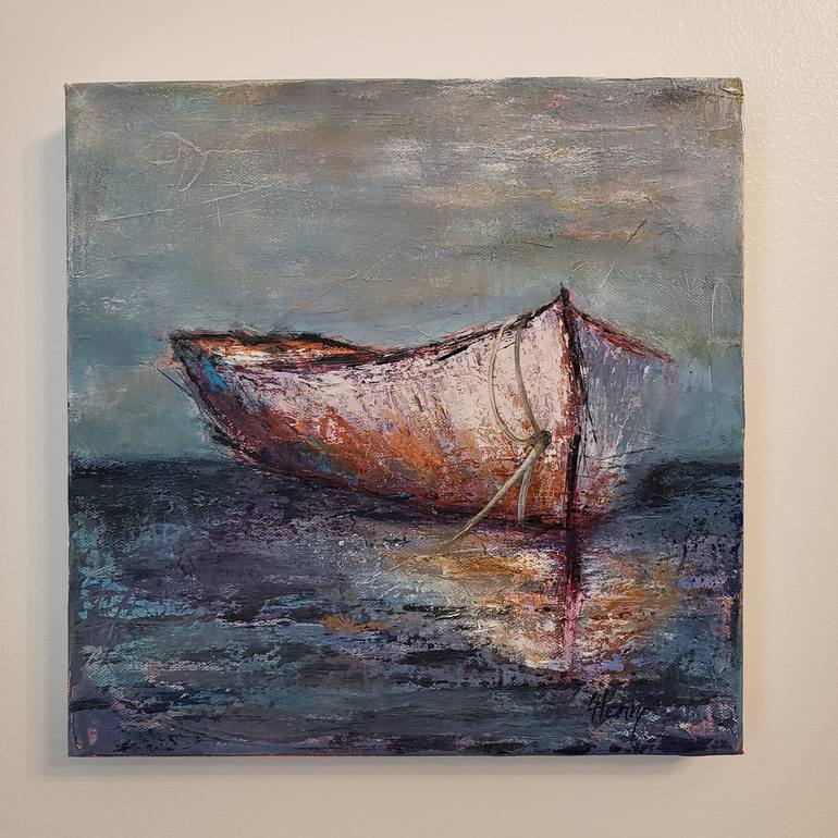 Original Fine Art Boat Painting by Laurie Henry