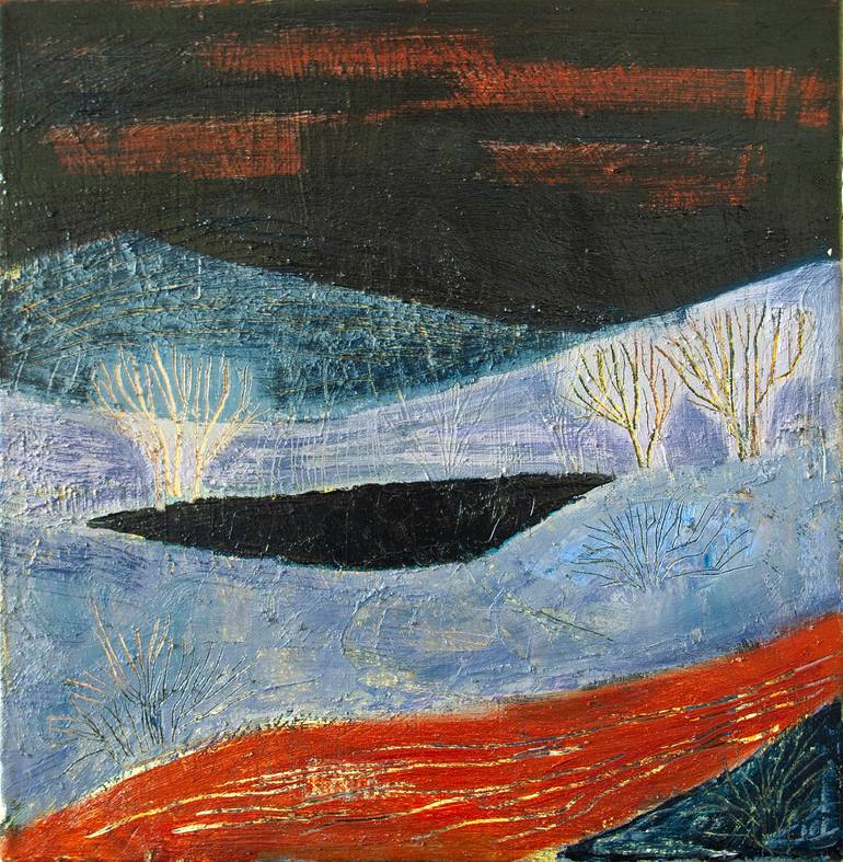 Original Landscape Painting by Gergana Balabanova | Abstract Art on Canvas | Mirror of the night
