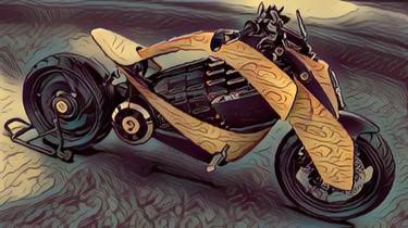 Original Motorcycle Painting by Richard Moore