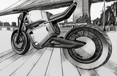 Original Motorcycle Drawing by Richard Moore