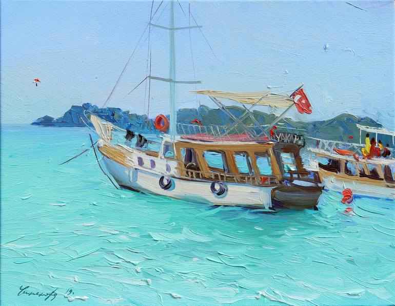 Turkish boat Painting by Ekaterina Chinenova Saatchi Art