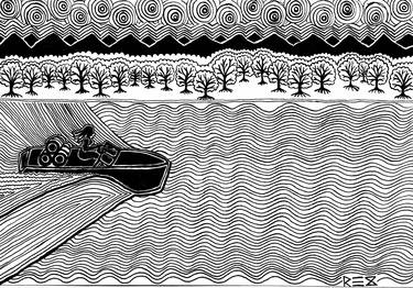 Original Illustration Boat Drawings by Rex Flodstrom