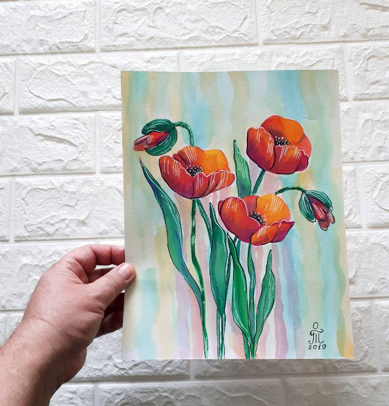 Original Abstract Floral Painting by Tatyana Orlovetskaya