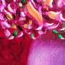 The painting "Abstract Bouquet" is painted by professional oil paints using modeling paste to create volume.  In the work on the painting, I used my own technique and imagination.  I used mainly one color scheme - burgundy-violet. This color scheme seemed interesting to me and I conceived a whole series of such paintings.  This picture will look very stylish in your salon.