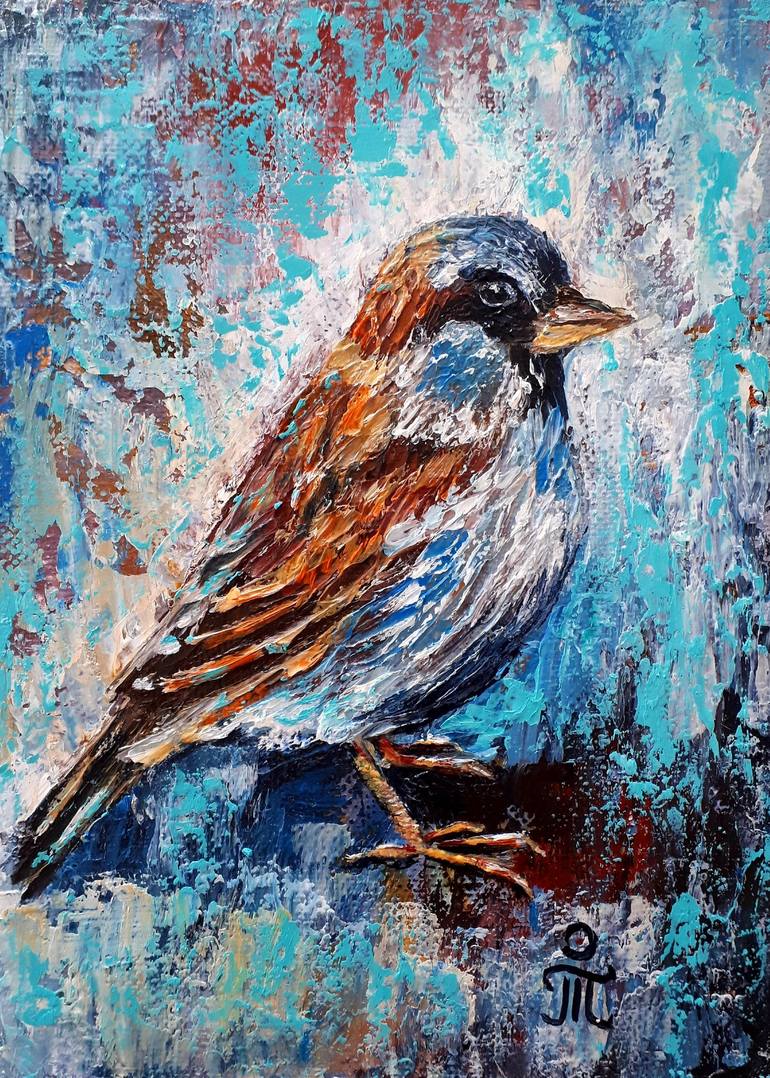 Sparrow Painting by Tatyana Orlovetskaya | Saatchi Art