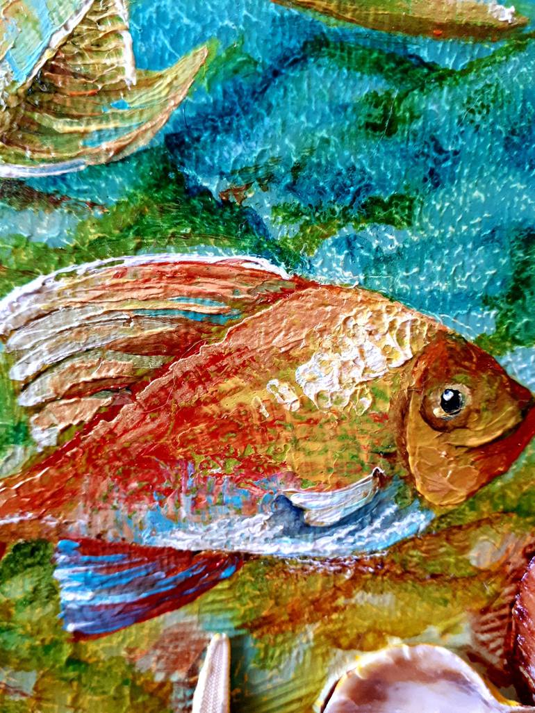 Original Art Deco Fish Painting by Tatyana Orlovetskaya