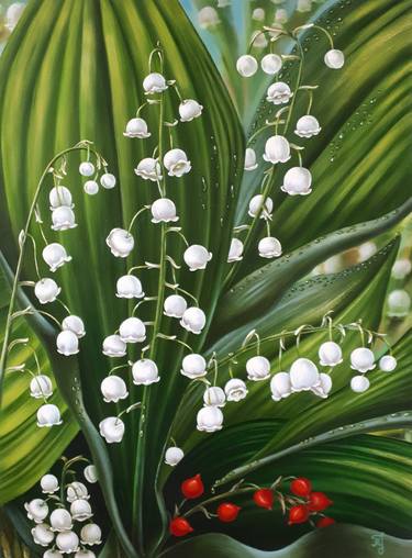 Pearls of a lily of the valley thumb