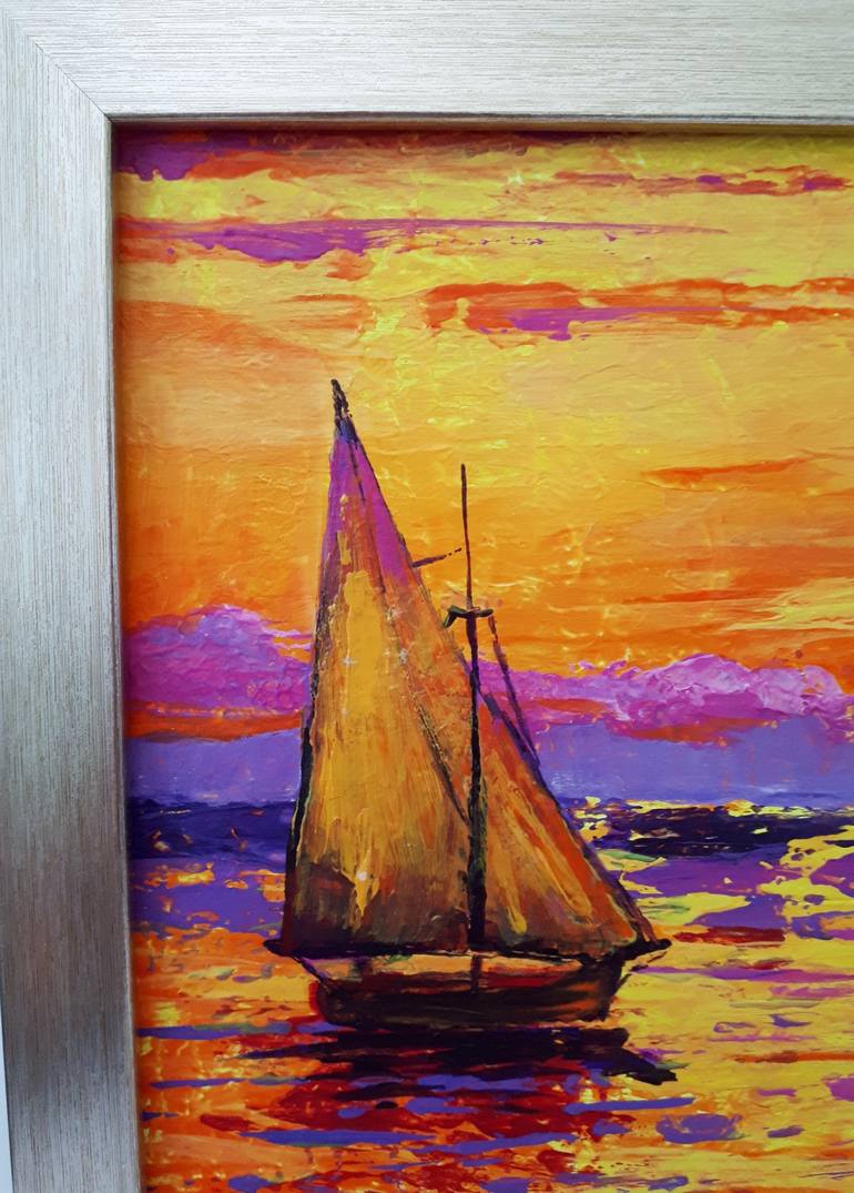 Original Abstract Yacht Painting by Tatyana Orlovetskaya