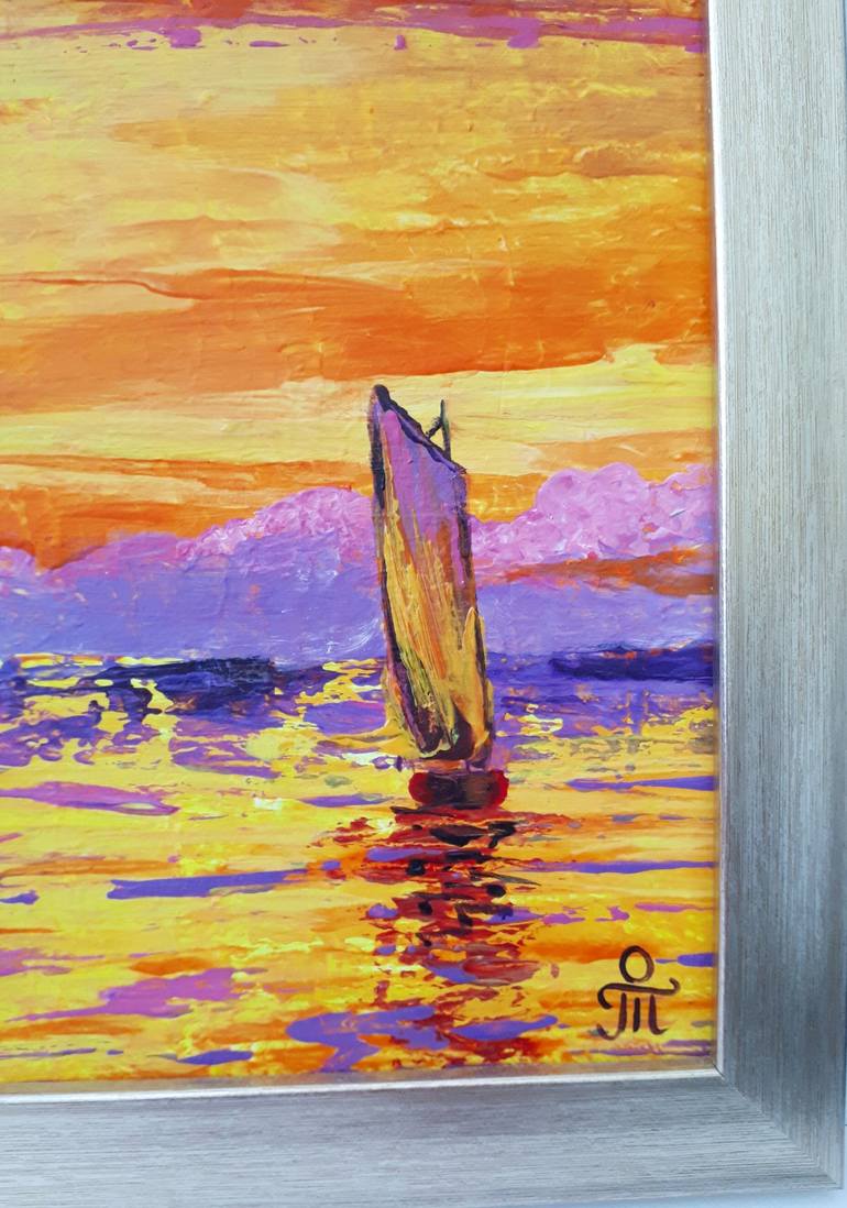 Original Abstract Yacht Painting by Tatyana Orlovetskaya