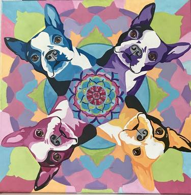 Original Pop Art Dogs Painting by Stephanie Caracalas