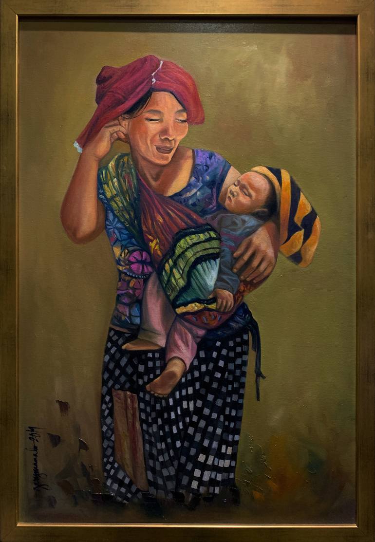 Badjao, Mother and Child Painting by Gary Manalo | Saatchi Art