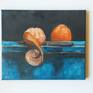 “Tangerines”still life - size 25/30 cm, oil on canvas. No outer frame. The painting is an attempt at an old-fashioned still life inspired by Dutch craftsmen. Two tangerines and a metal knife are depicted. The colors are selected so that the orange tangerines stand out as the main accent in the picture.
This picture is a great decoration in your dining area.