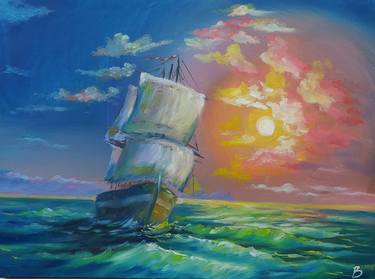 Print of Impressionism Ship Paintings by Veselka Encheva