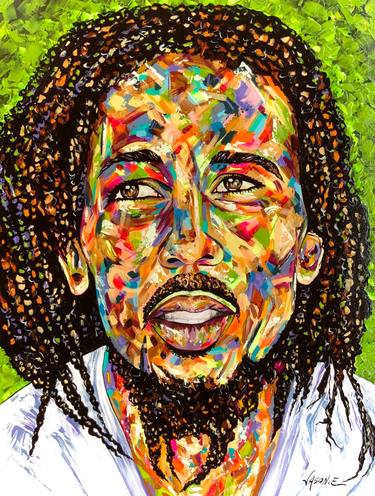 Bob Marley Spontaneous Realism Oil on canvas painting thumb