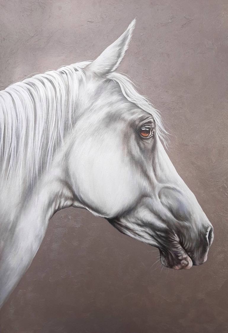 White Horse Painting Painting by Jason Ebrahimi | Saatchi Art
