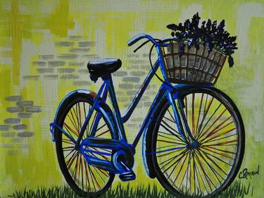Original Art Deco Bicycle Paintings by Carole Renaud
