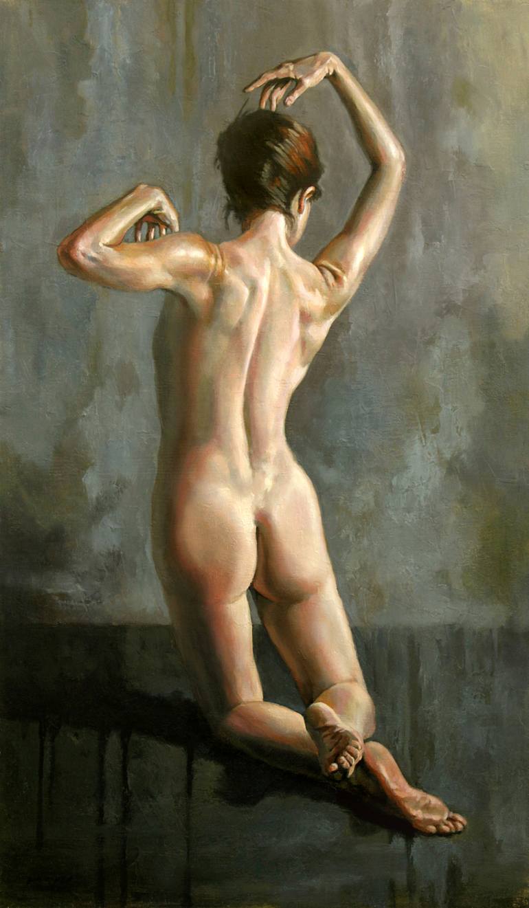 Nude Figure Female Back Study Painting by Mano Sotelo | Saatchi Art