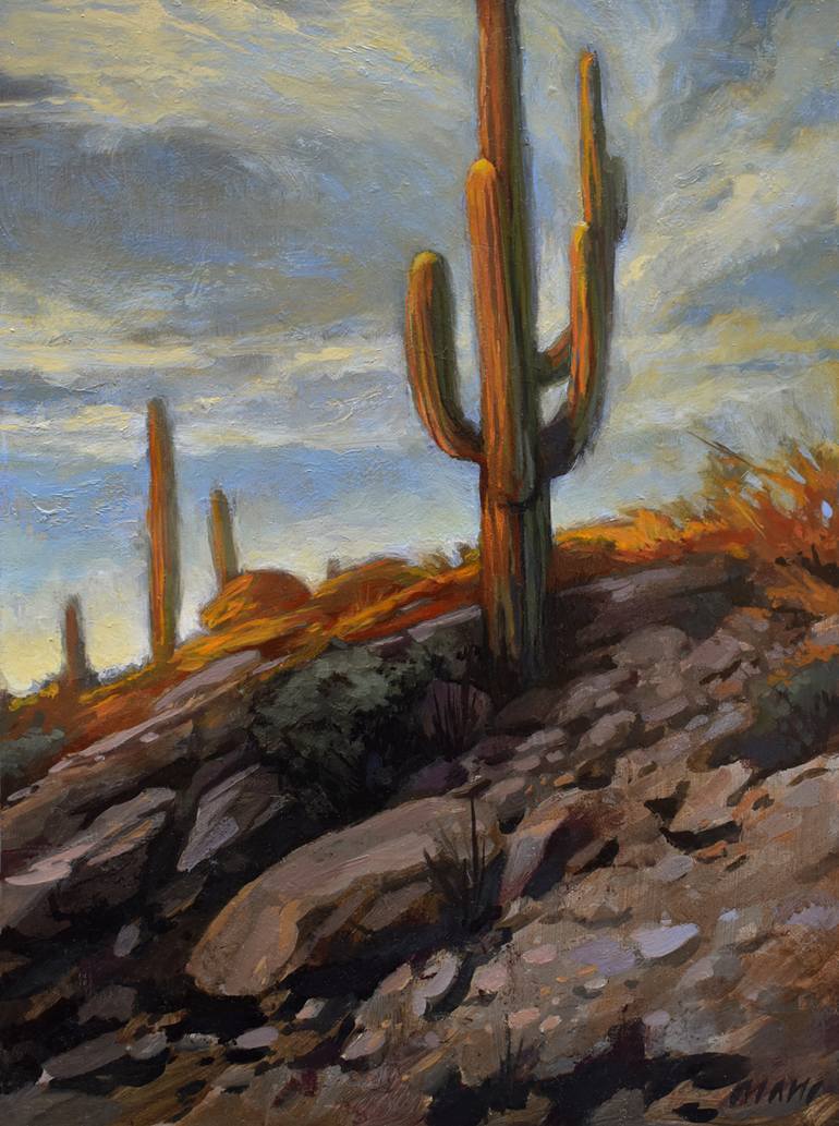 saguaro cactus sunset painting