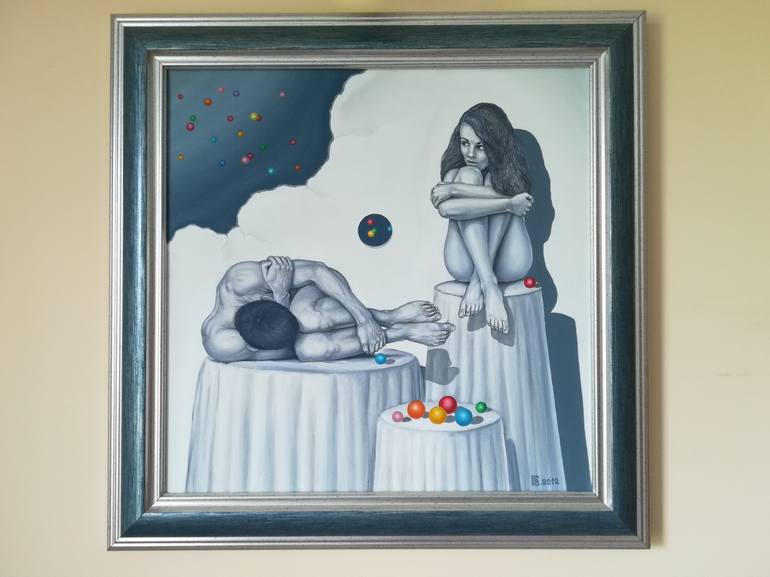 Original Surrealism Love Painting by Grigor Velev