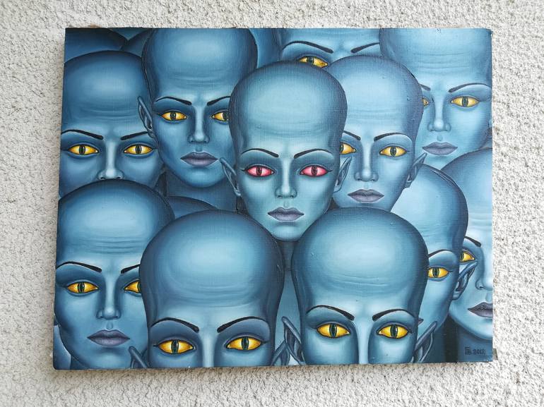 Original Surrealism Outer Space Painting by Grigor Velev