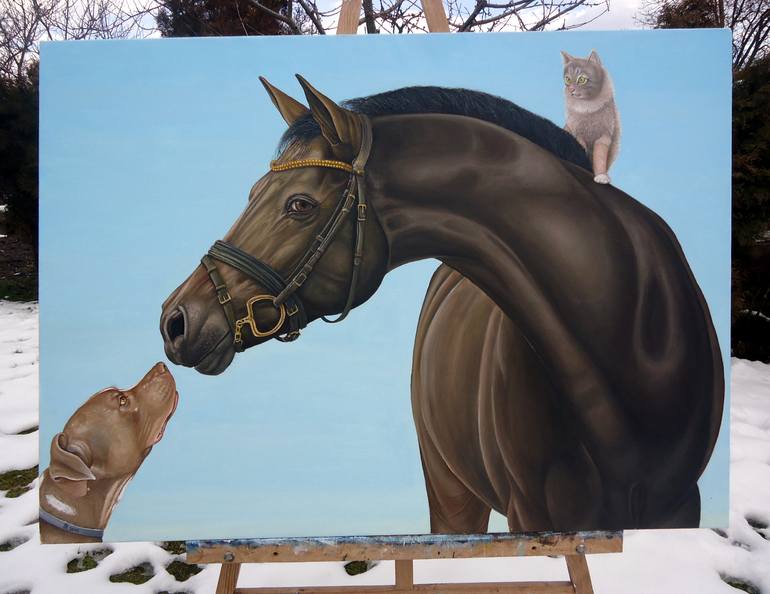 Original Photorealism Horse Painting by Grigor Velev