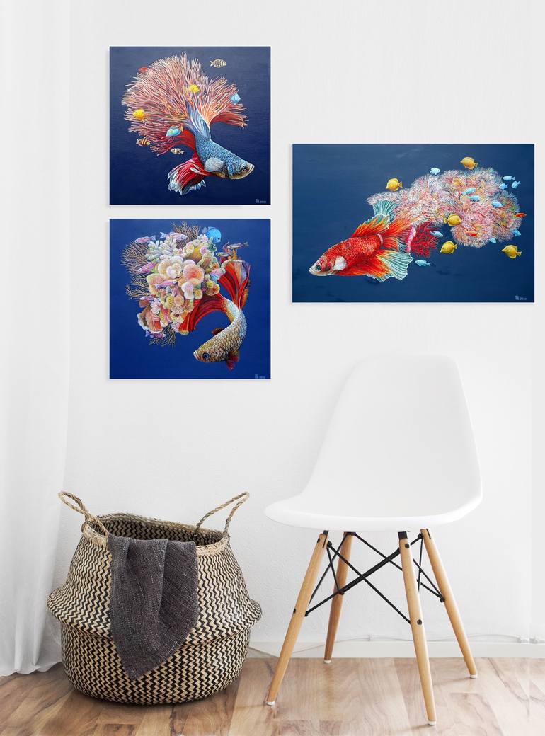 Original Photorealism Fish Painting by Grigor Velev