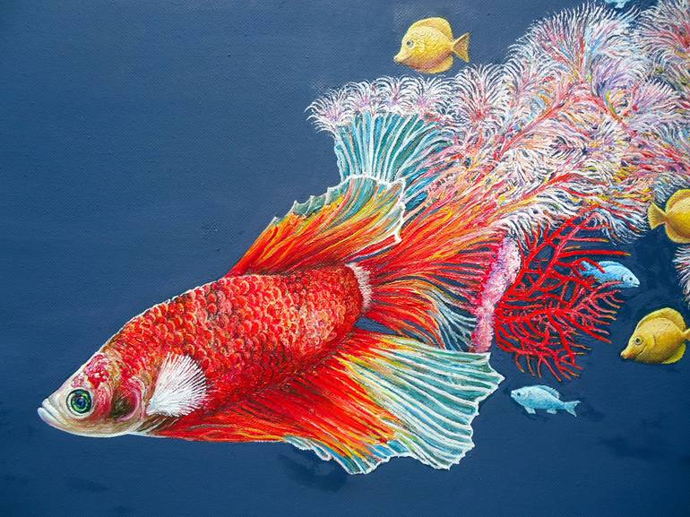 Original Photorealism Fish Painting by Grigor Velev