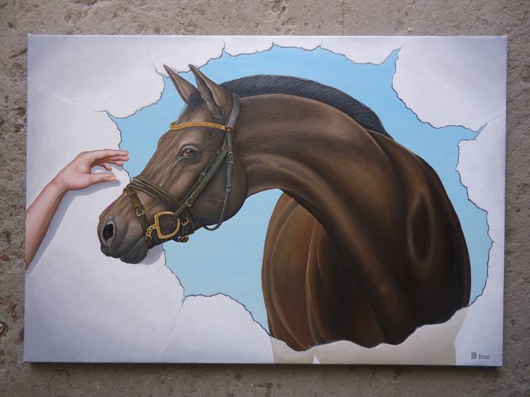 Original Surrealism Horse Painting by Grigor Velev