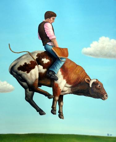 Print of Cows Paintings by Grigor Velev
